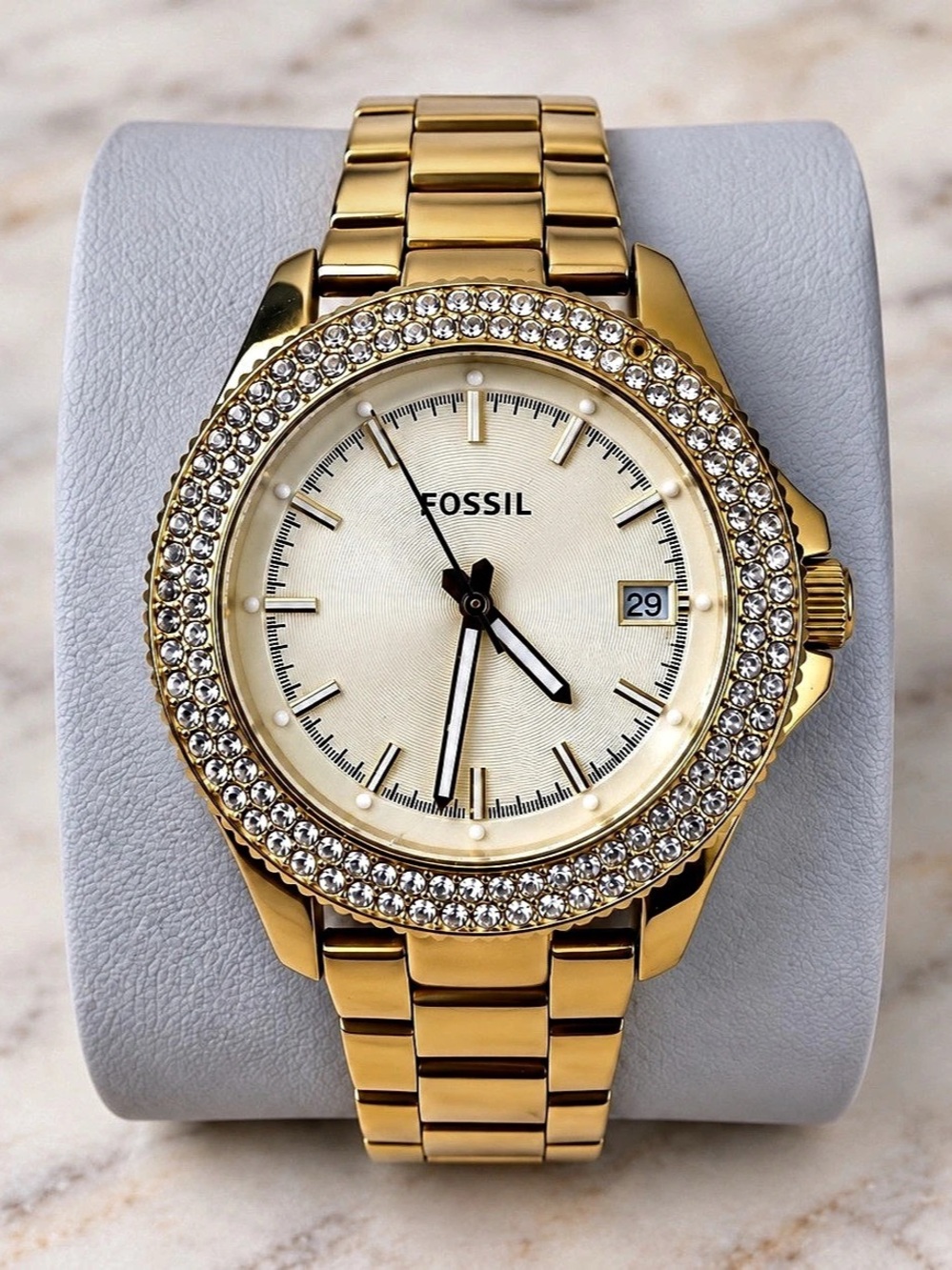 Fossil Retro Traveler Gold-Tone Crystal Watch AM4453